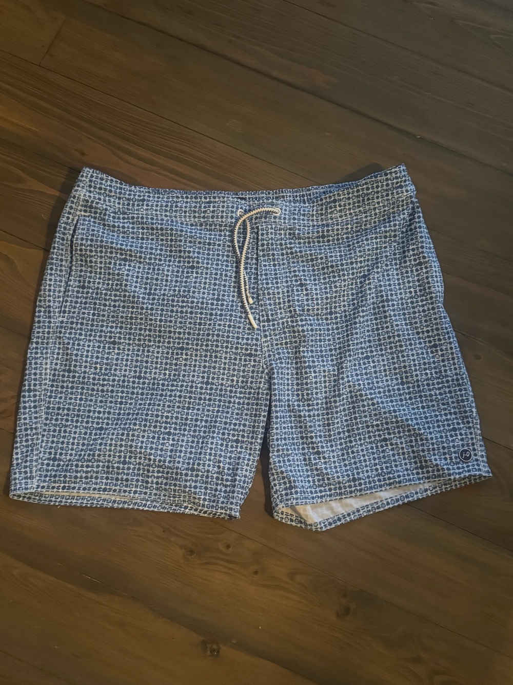 Johnnie O Mallon Swim Trunks Mens XXL Blue - Mesh Lined Patterened Board Shorts